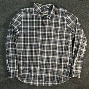 Johnnie-O Hangin Out LS Shirt Men's Size Large Blue Grey Plaid Button Down